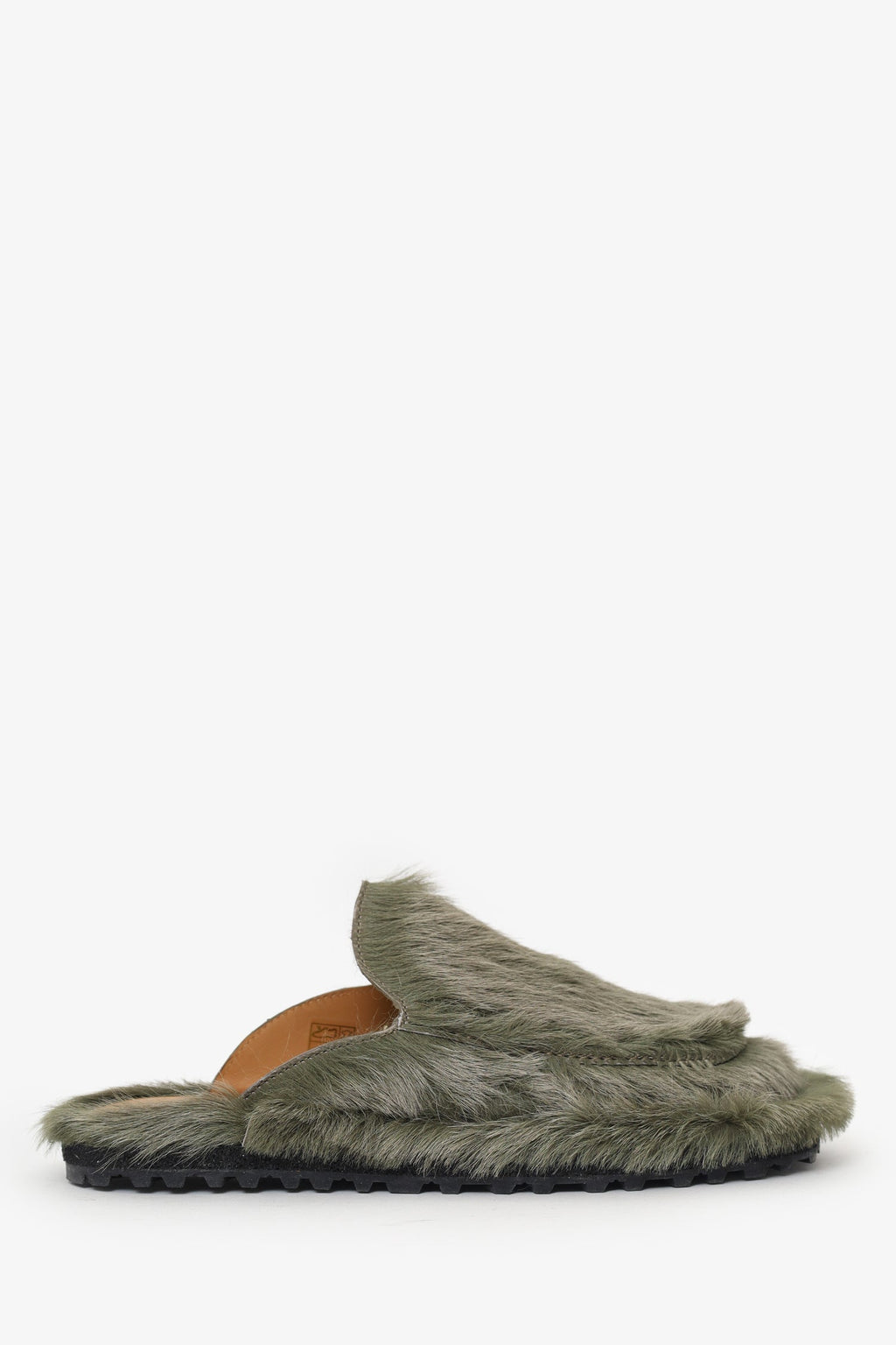 Dries Van Noten Green Pony Hair Mules Size 40 Mens