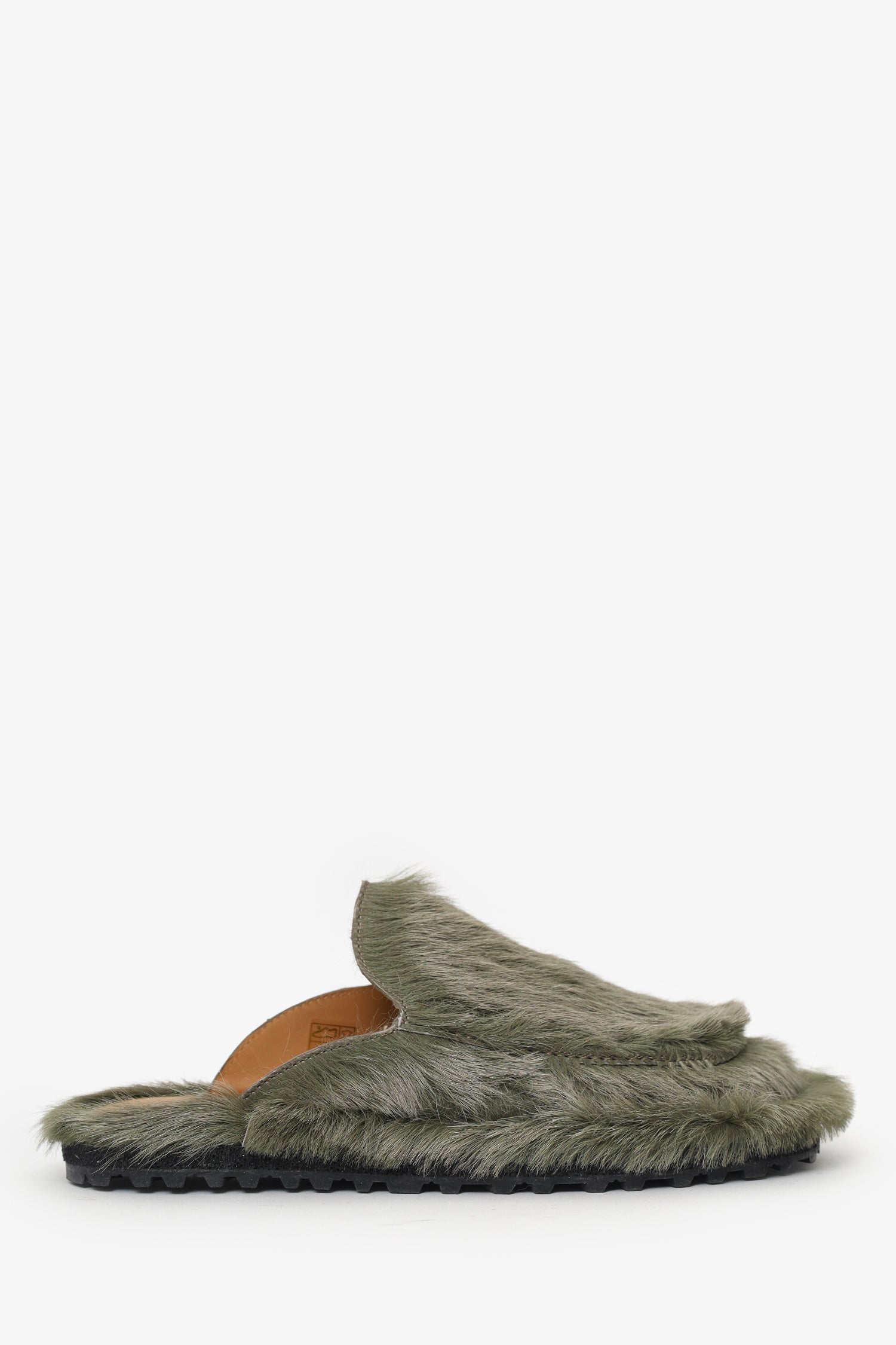 Dries Van Noten Green Pony Hair Mules Size 40 Mens