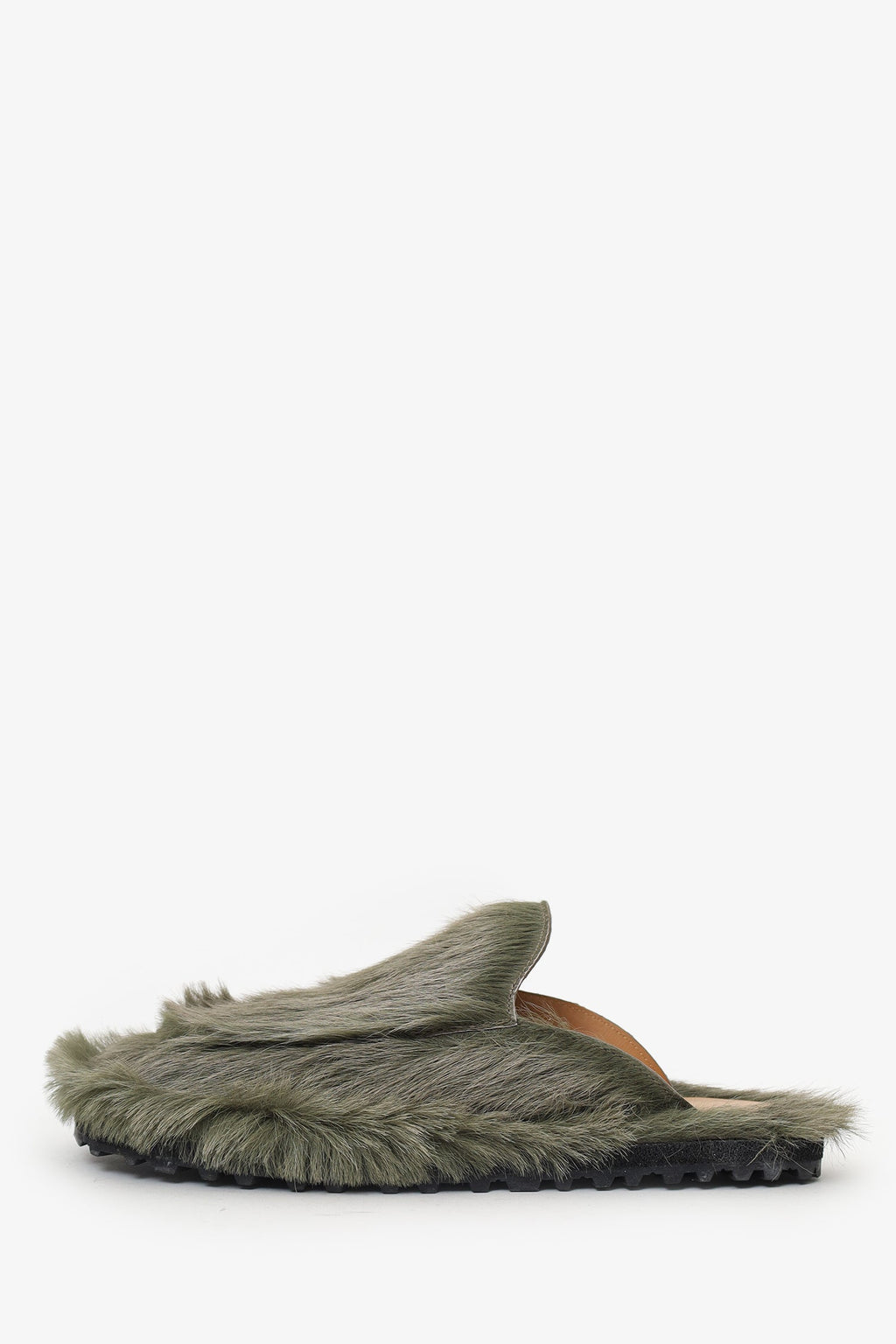 Dries Van Noten Green Pony Hair Mules Size 40 Mens