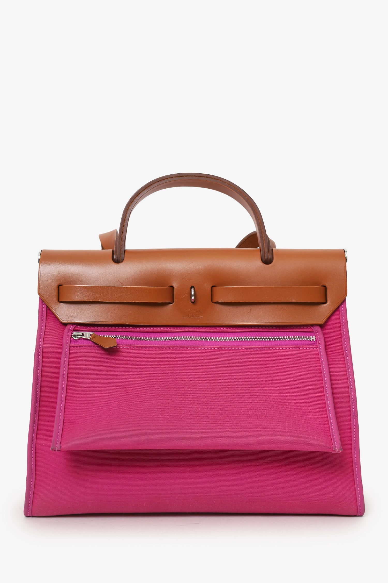 Hermès 2018 L3 Rose Pourpre Canvas/Leather Herbag 31