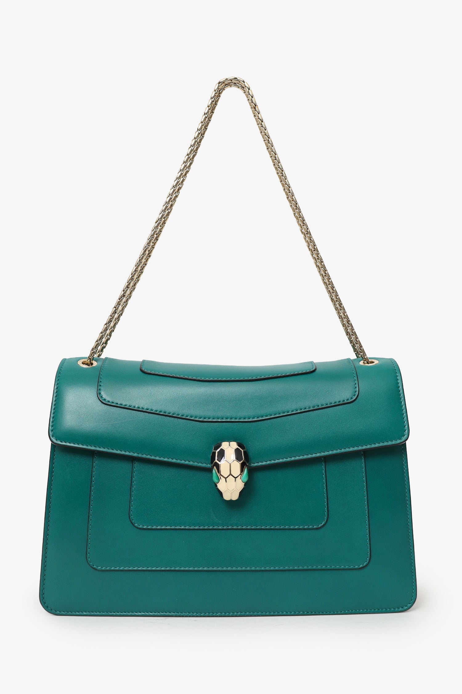 Bvlgari Green Leather Medium Serpenti Forever Shoulder Bag