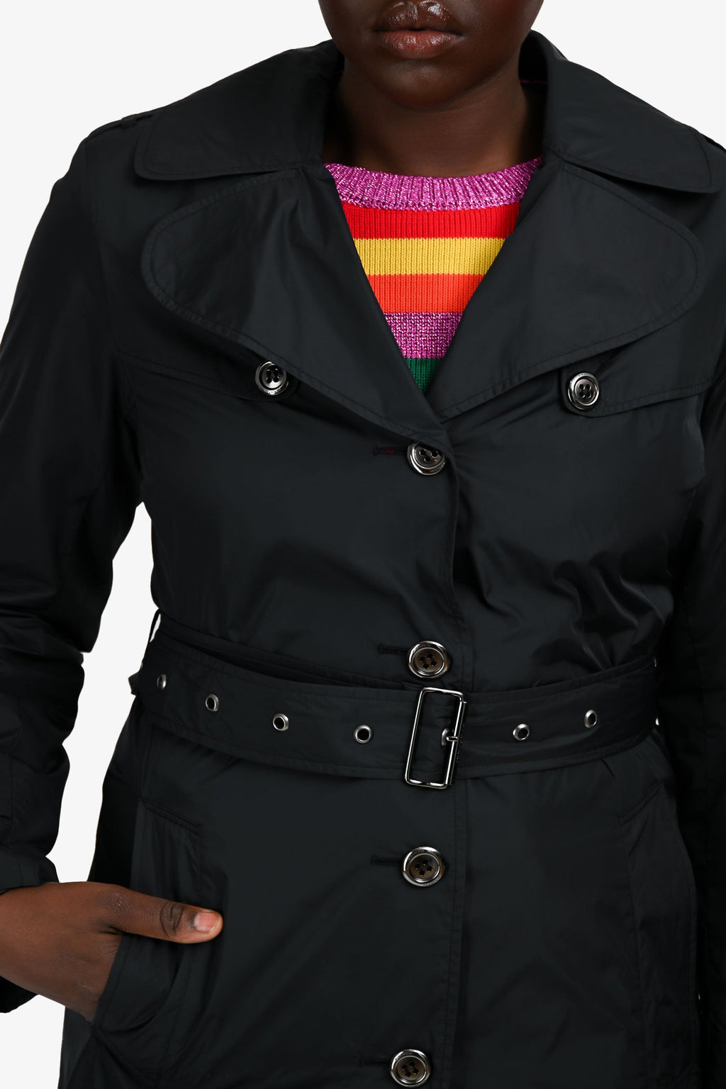 Burberry Black Nylon Trench Size 10