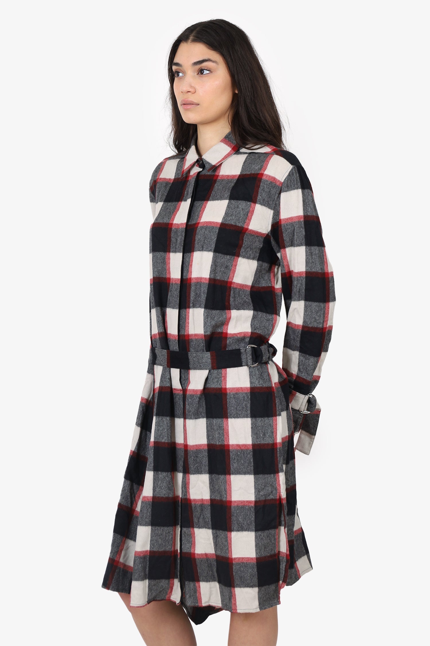3.1 Phillip Lim Red Plaid Button Up Dress Size 10