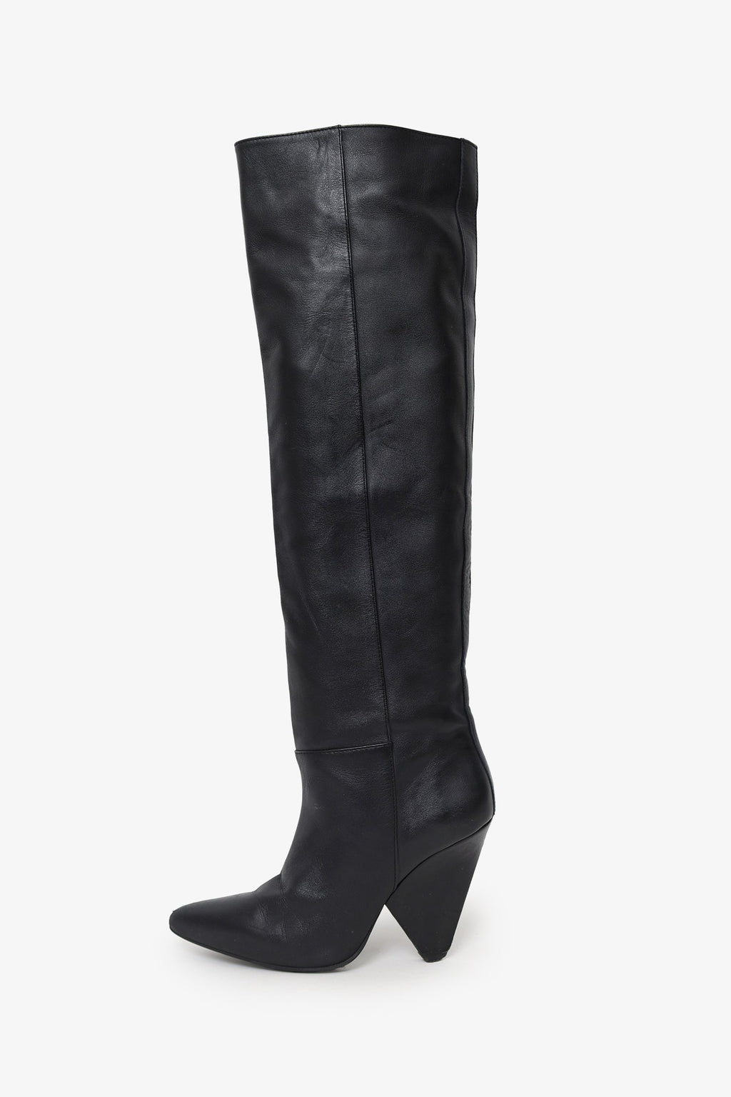 Reiss Black Leather Knee High Boots Size 37