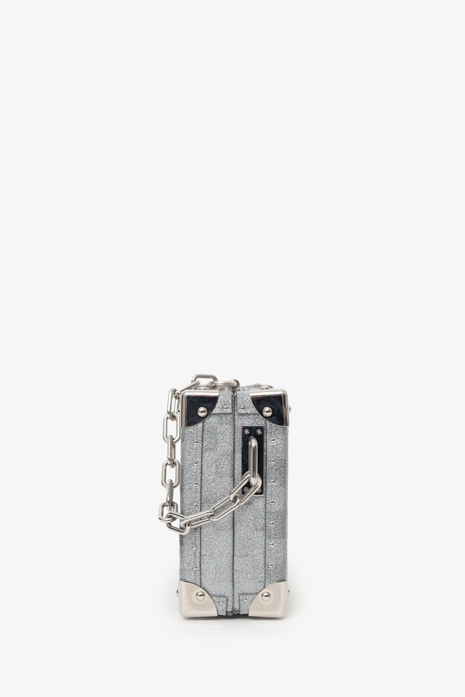 Louis Vuitton Silver Glitter Aluminum Monogram Special Order Briefcase Trunk With Strap