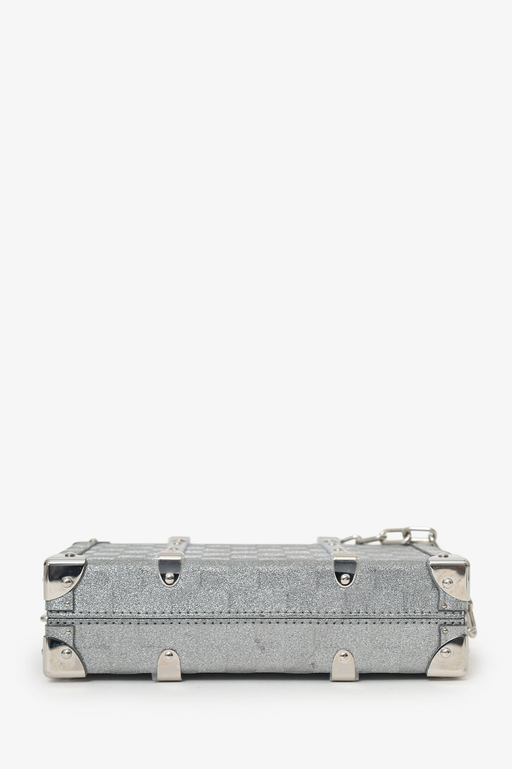 Louis Vuitton Silver Glitter Aluminum Monogram Special Order Briefcase Trunk With Strap