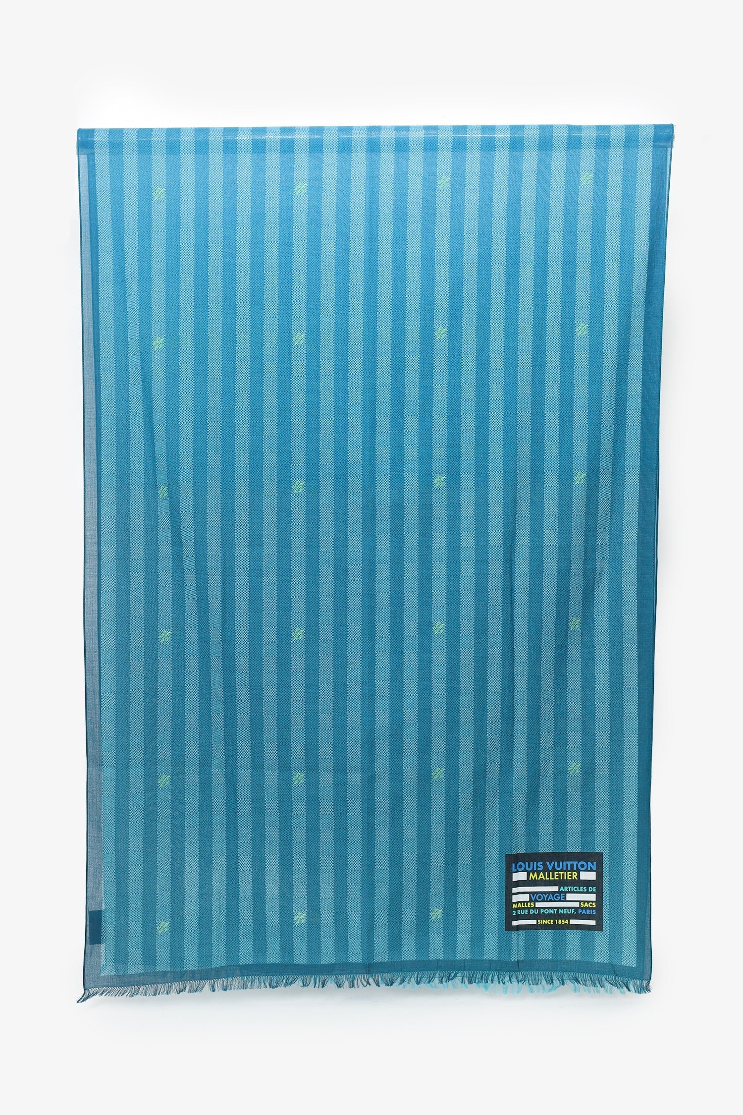 Louis Vuitton Blue Cotton Damier Stripes Scarf