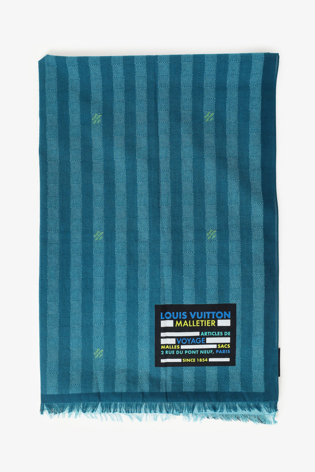 Louis Vuitton Blue Cotton Damier Stripes Scarf