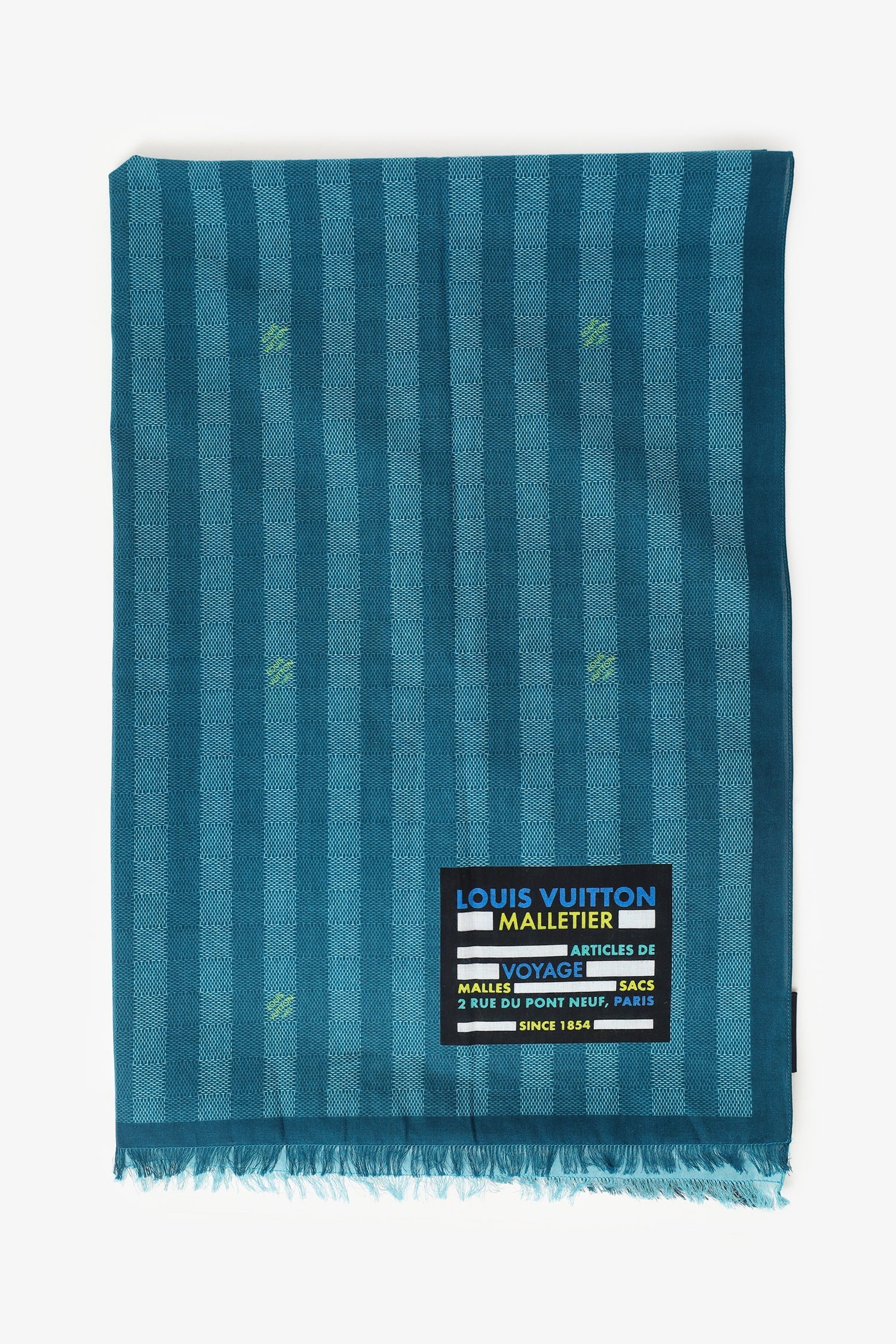 Louis Vuitton Blue Cotton Damier Stripes Scarf
