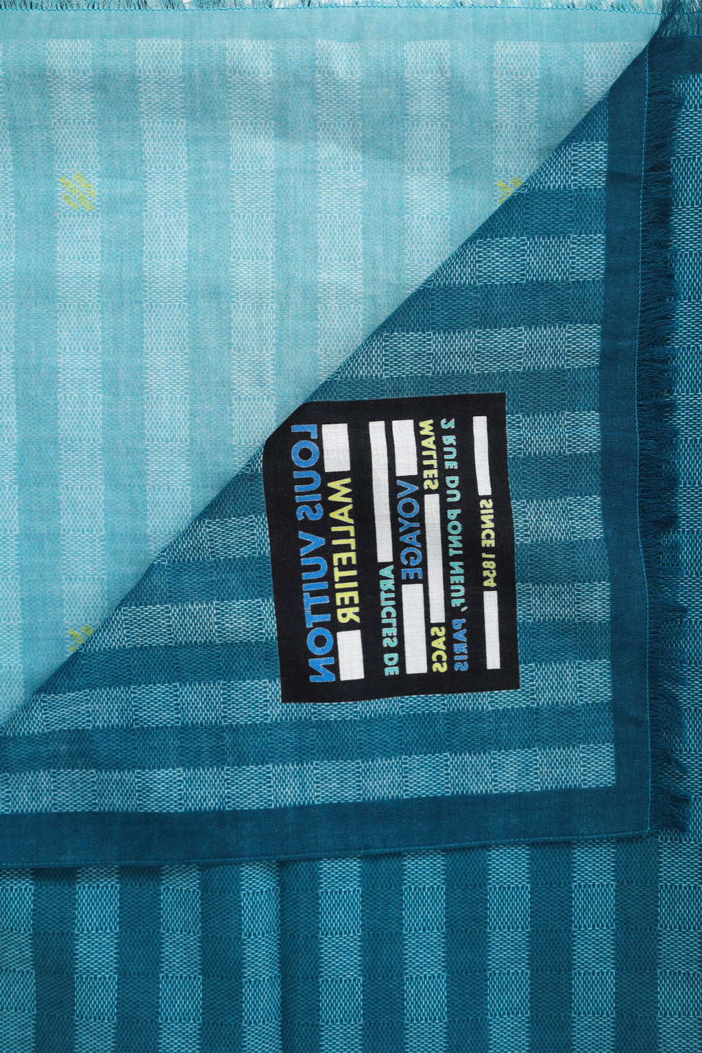Louis Vuitton Blue Cotton Damier Stripes Scarf