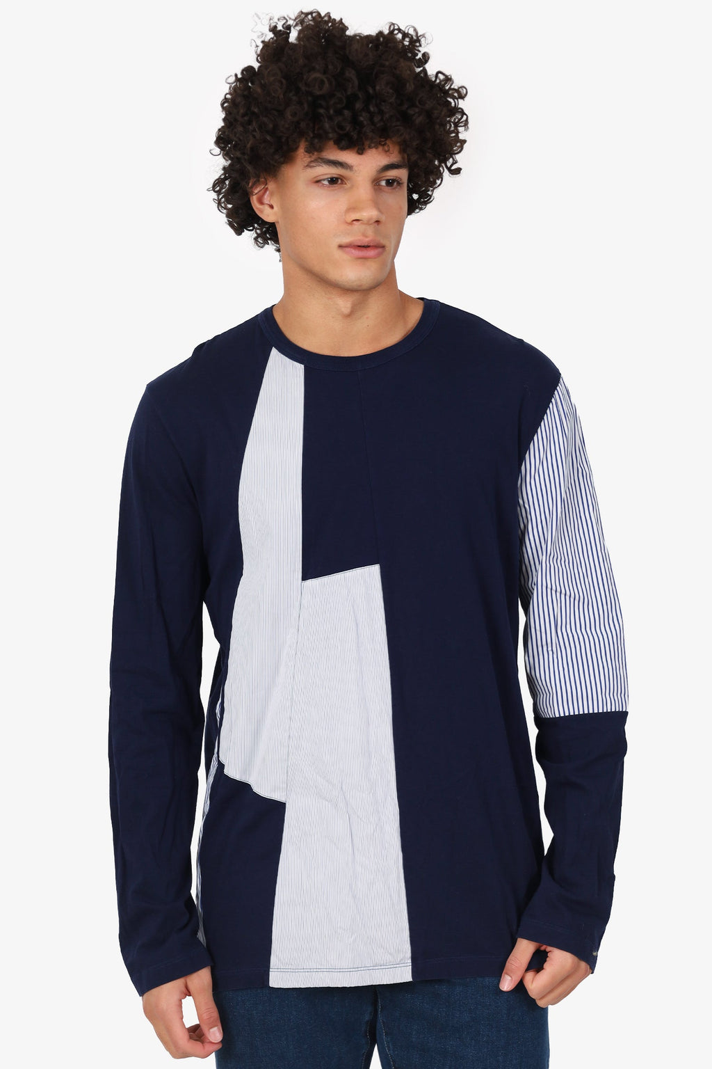Marni Navy Striped Long Sleeve T-Shirt Size 50 Mens