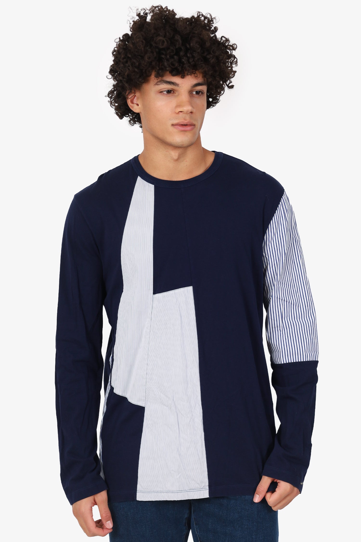 Marni Navy Striped Long Sleeve T-Shirt Size 50 Mens