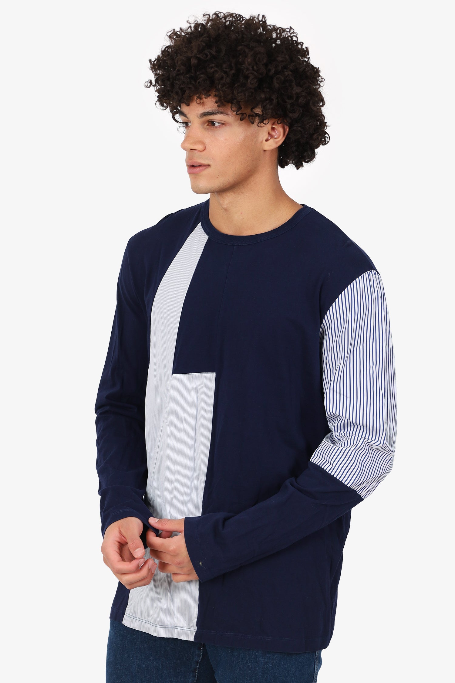 Marni Navy Striped Long Sleeve T-Shirt Size 50 Mens