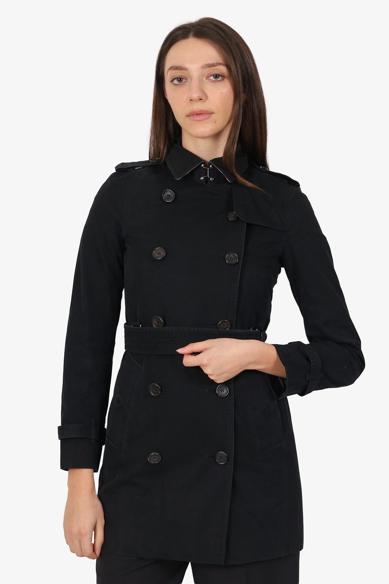 Burberry Black 'The Kensington' Trench Coat Size 4