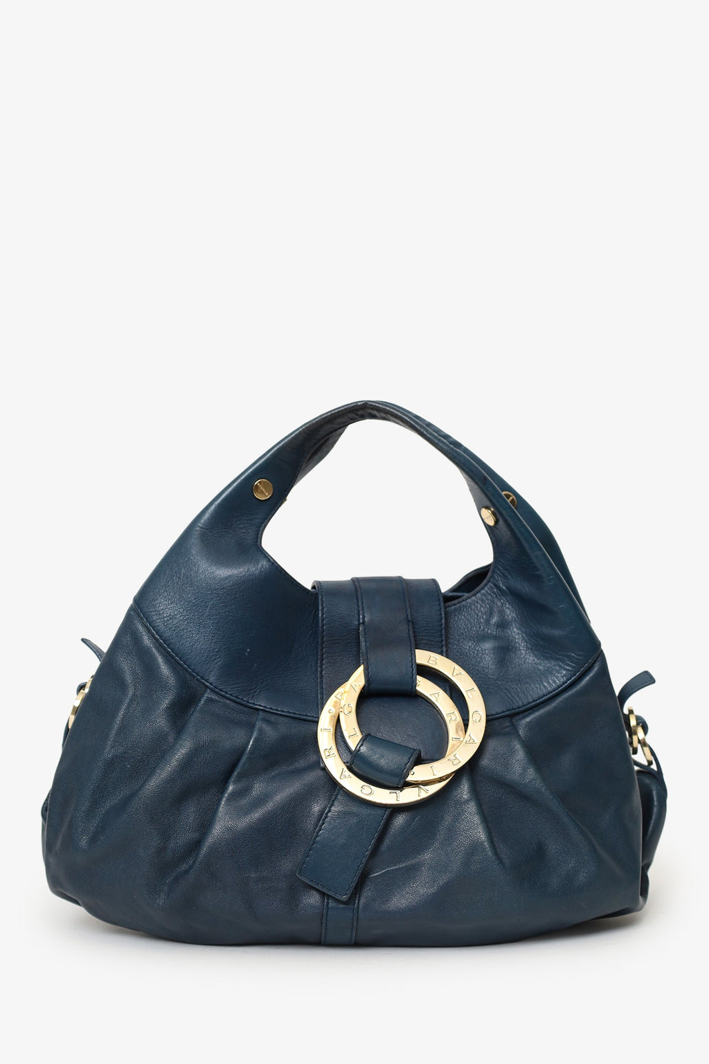Bvlgari Blue Leather 'Chandra' Top Handle Bag