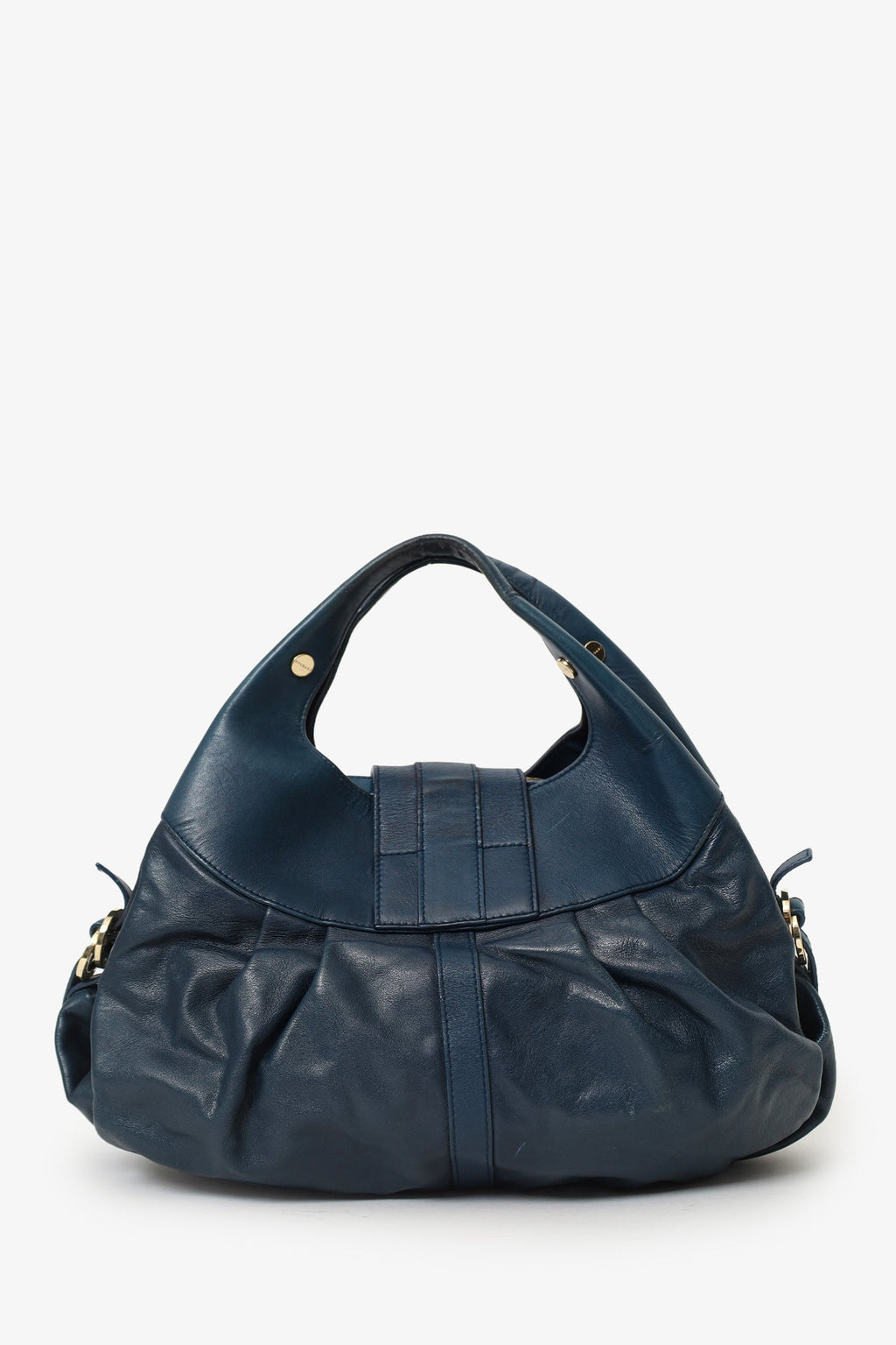 Bvlgari Blue Leather 'Chandra' Top Handle Bag