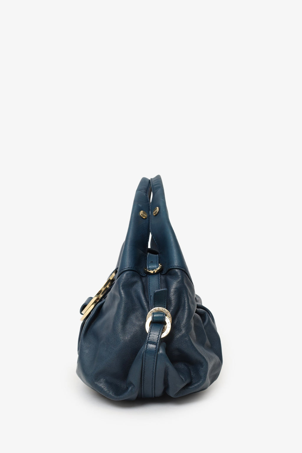 Bvlgari Blue Leather 'Chandra' Top Handle Bag