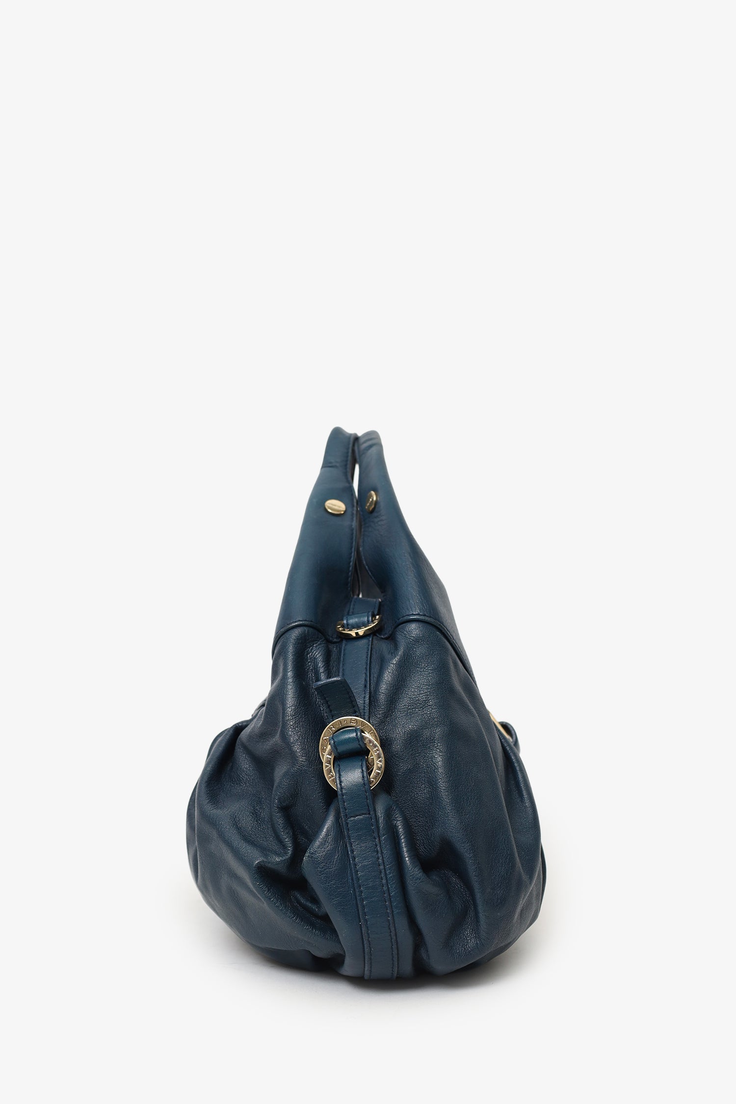 Bvlgari Blue Leather 'Chandra' Top Handle Bag