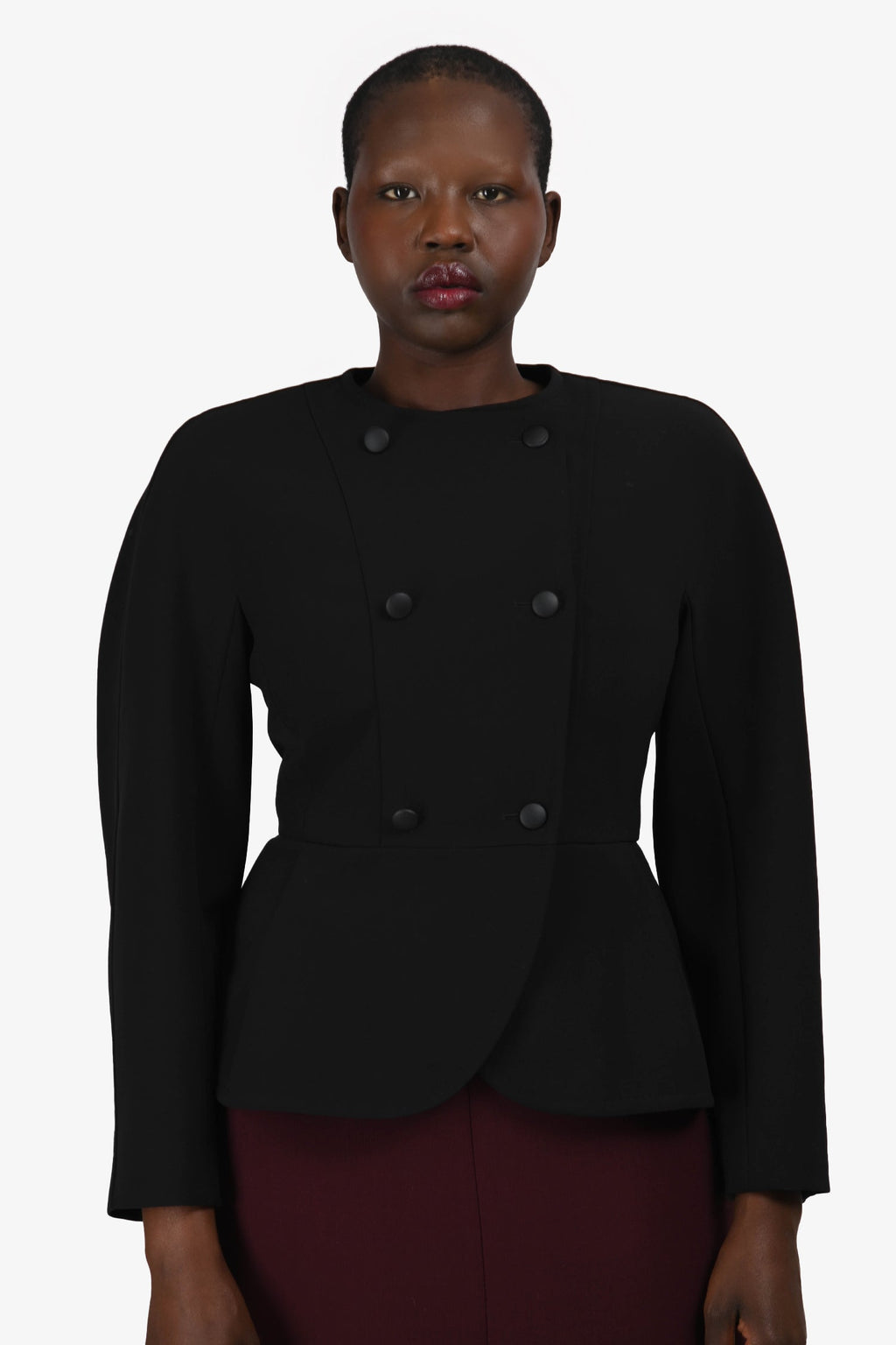 Max Mara Black Double Breasted Peplum Blazer Size 8