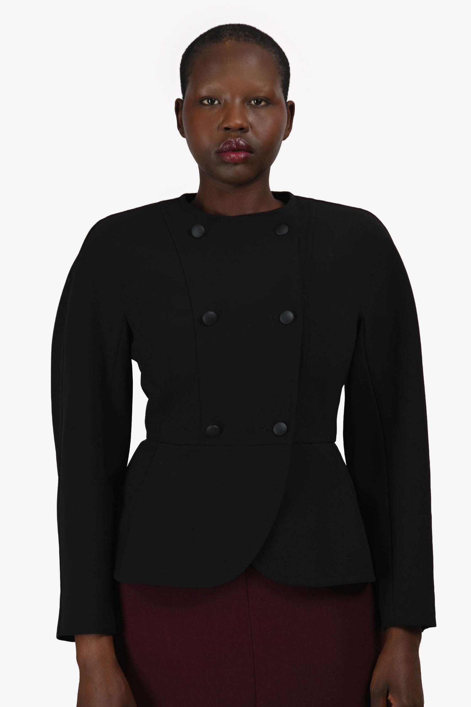 Max Mara Black Double Breasted Peplum Blazer Size 8