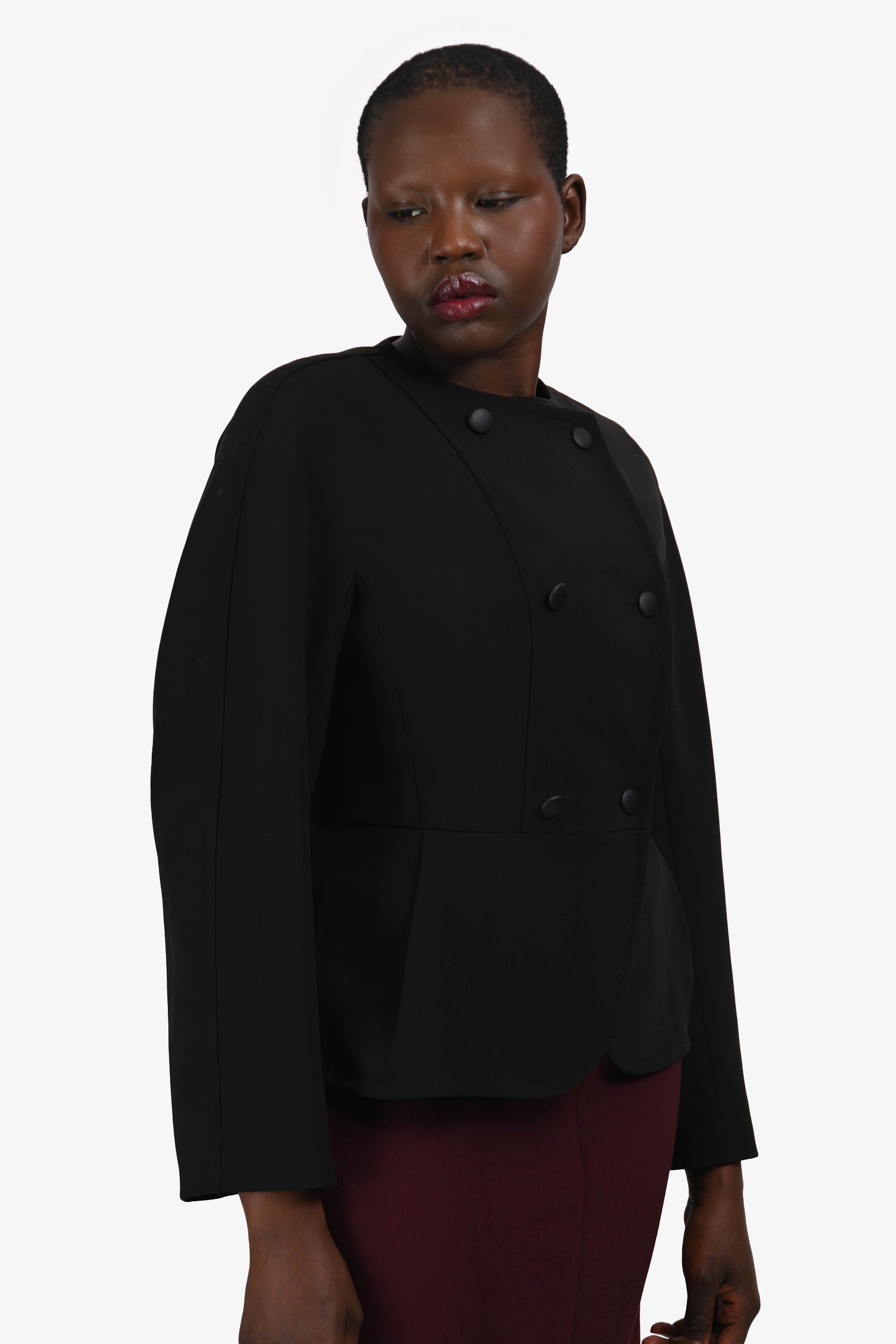 Max Mara Black Double Breasted Peplum Blazer Size 8