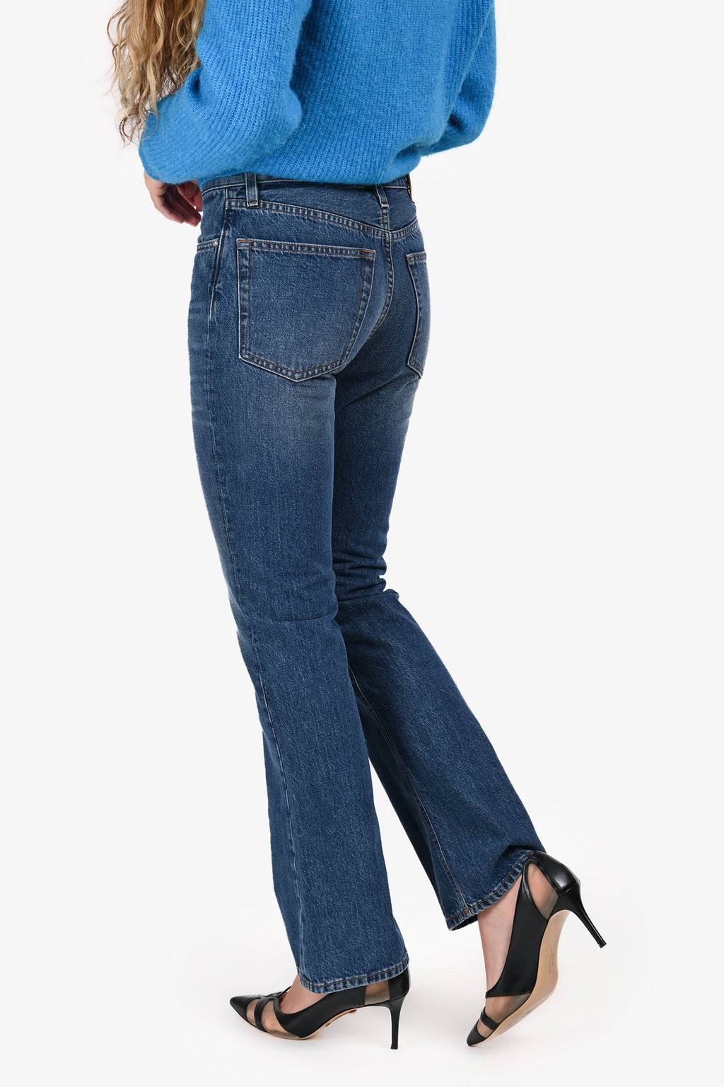Toteme Cotton Medium Blue Wash Flare Cropped Jeans Size 28