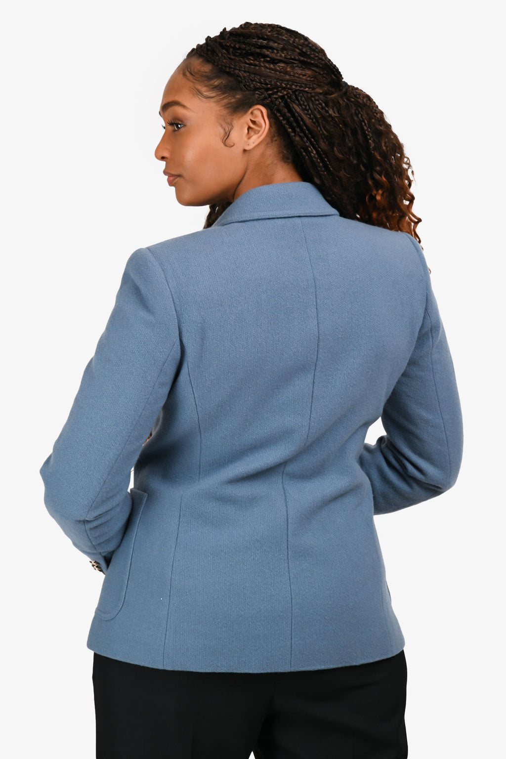 Max Mara Blue Cashmere Single Breasted Blazer Size 8 US