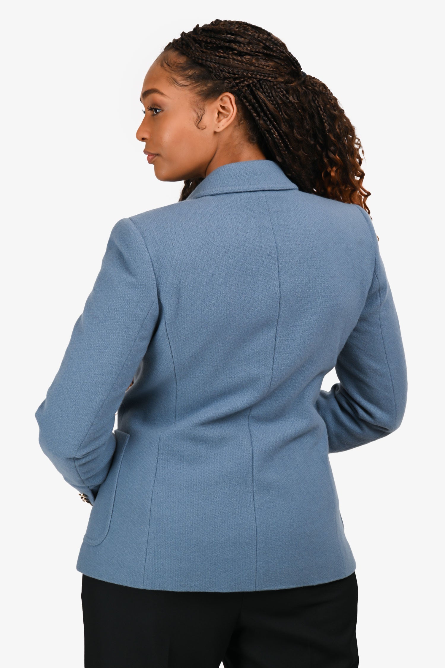Max Mara Blue Cashmere Single Breasted Blazer Size 8 US