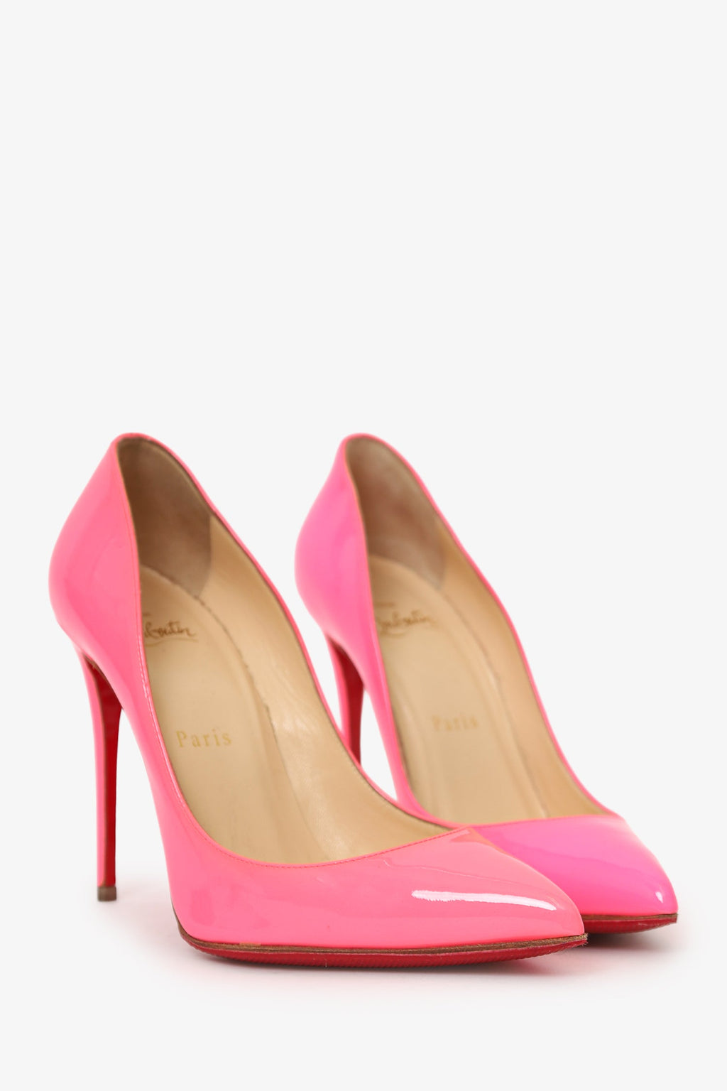 Christian Louboutin Hot Pink Patent Leather Pointed Toe Heels Size 36.5