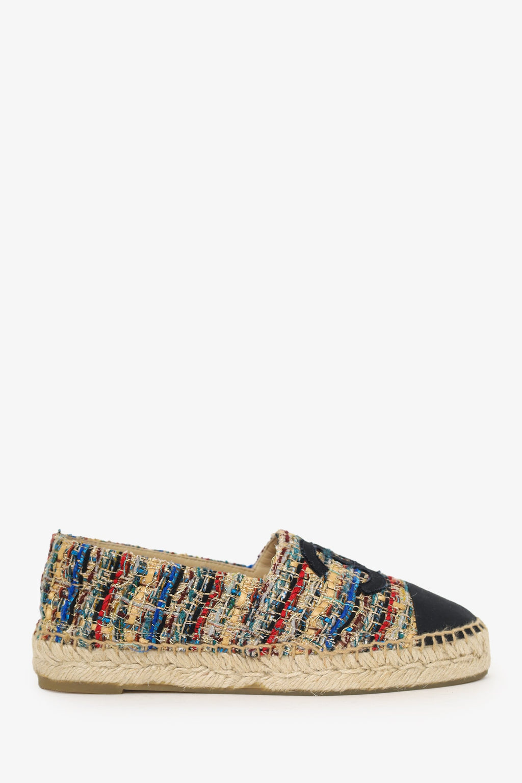 Pre-Loved Chanel™ Gold/Multicolour Metallic Tweed Espadrille Flats Size 36