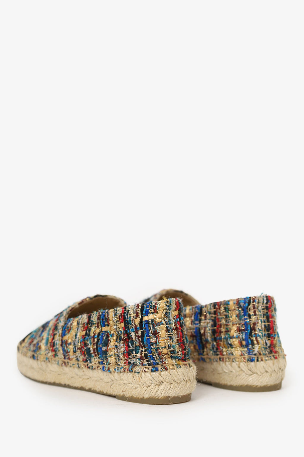 Pre-Loved Chanel™ Gold/Multicolour Metallic Tweed Espadrille Flats Size 36