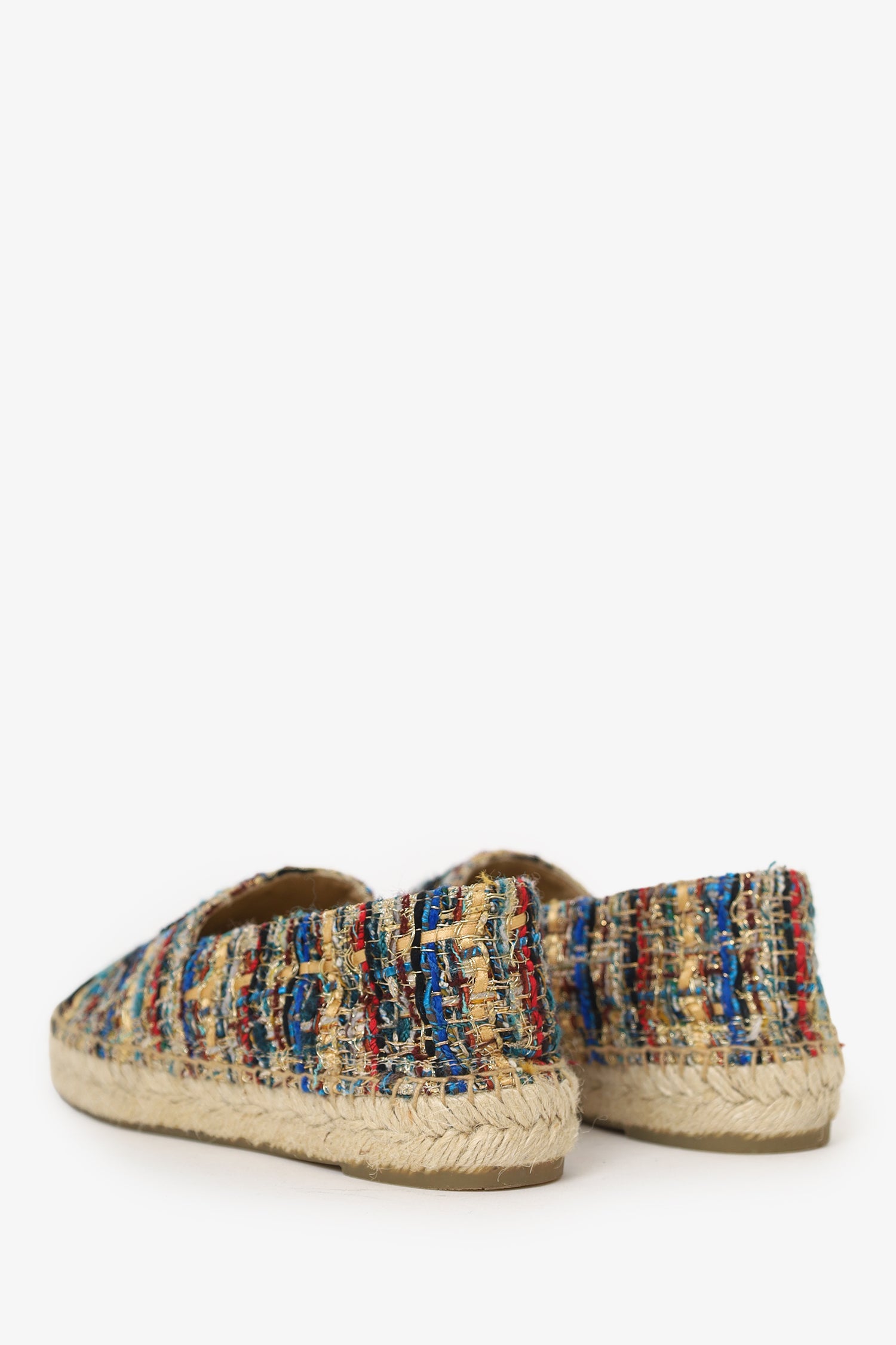 Pre-Loved Chanel™ Gold/Multicolour Metallic Tweed Espadrille Flats Size 36