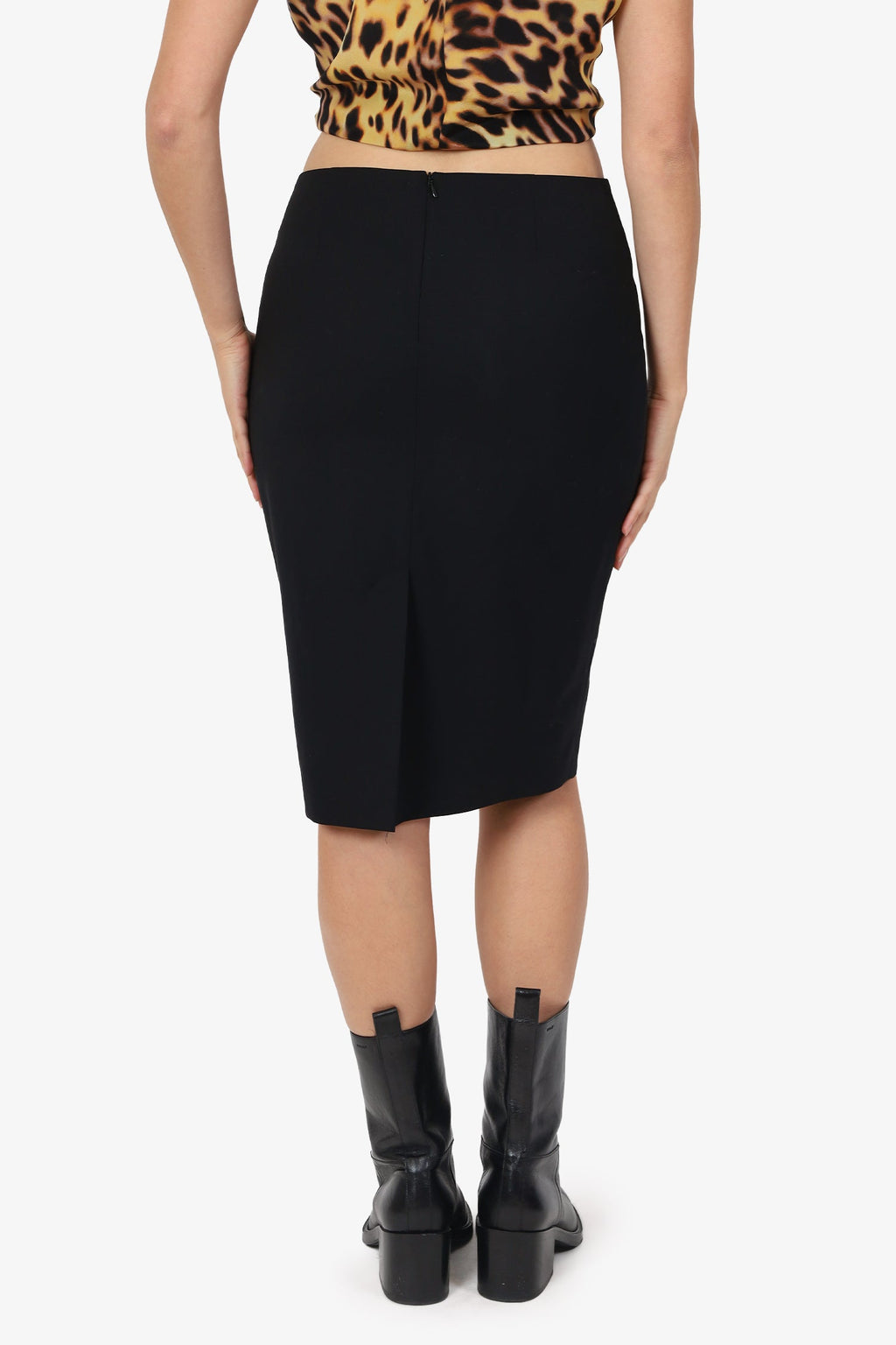 Theory Black Wool Pencil Skirt Size 6