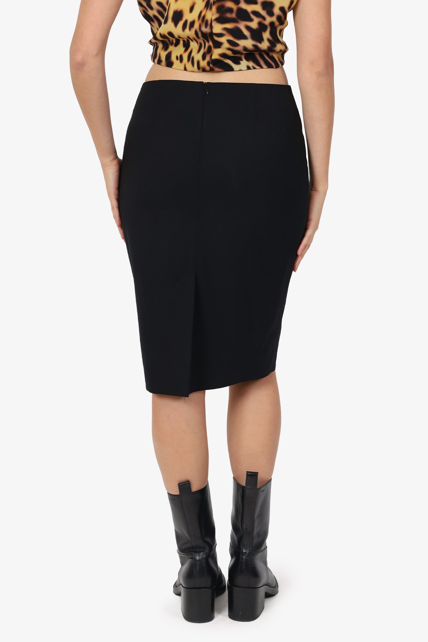 Theory Black Wool Pencil Skirt Size 6