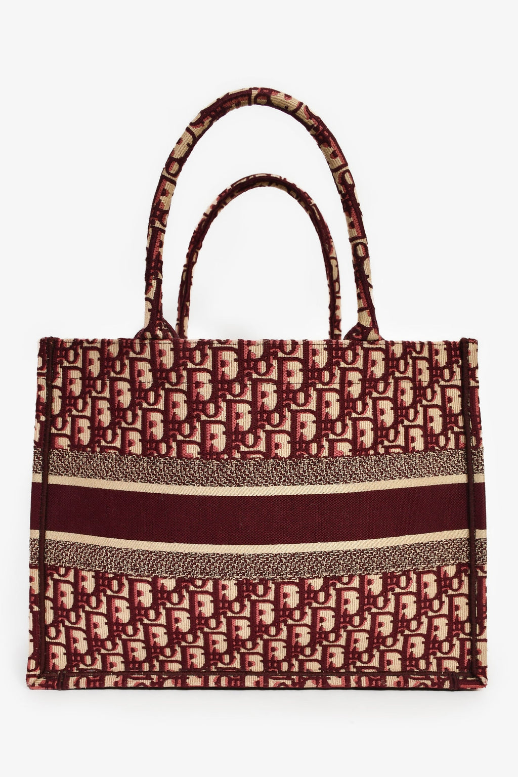 Christian Dior 2019 Burgundy Oblique Jacquard Medium Book Tote