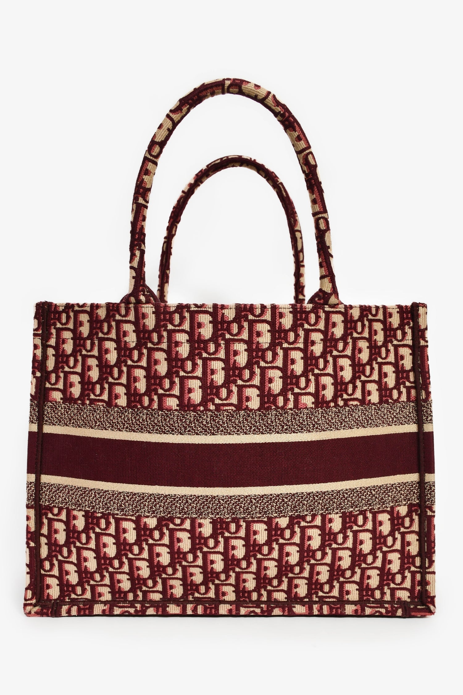 Christian Dior 2019 Burgundy Oblique Jacquard Medium Book Tote