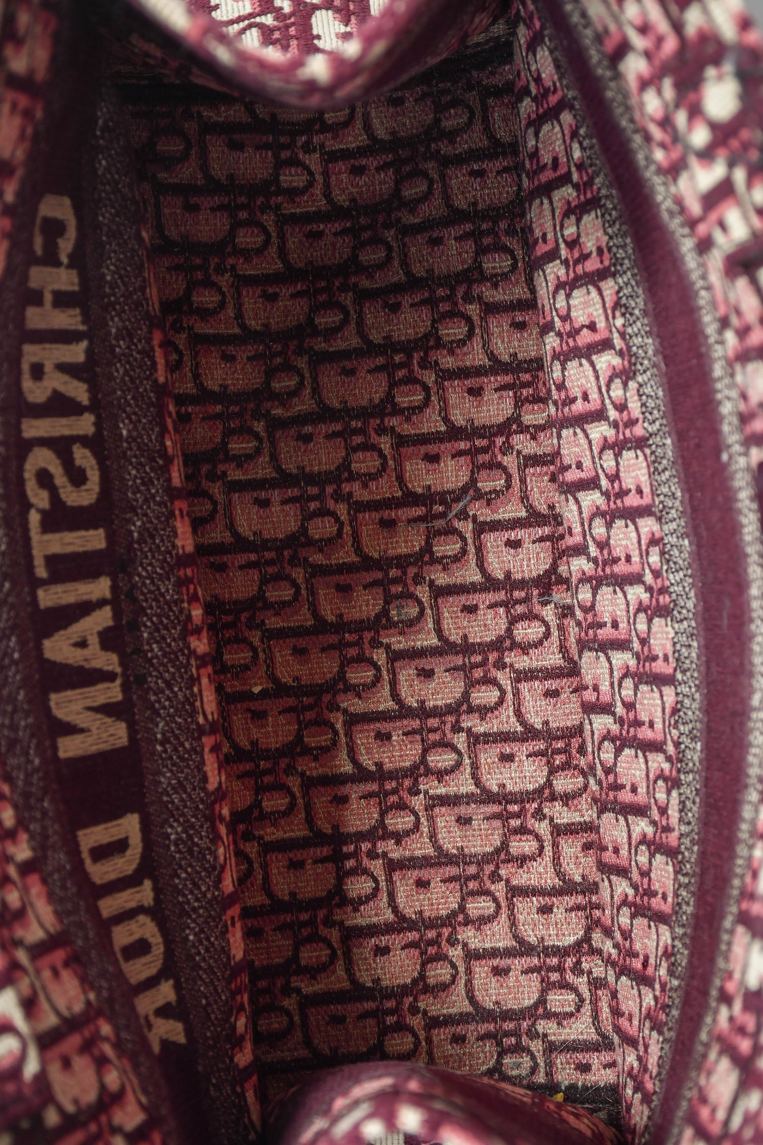 Christian Dior 2019 Burgundy Oblique Jacquard Medium Book Tote