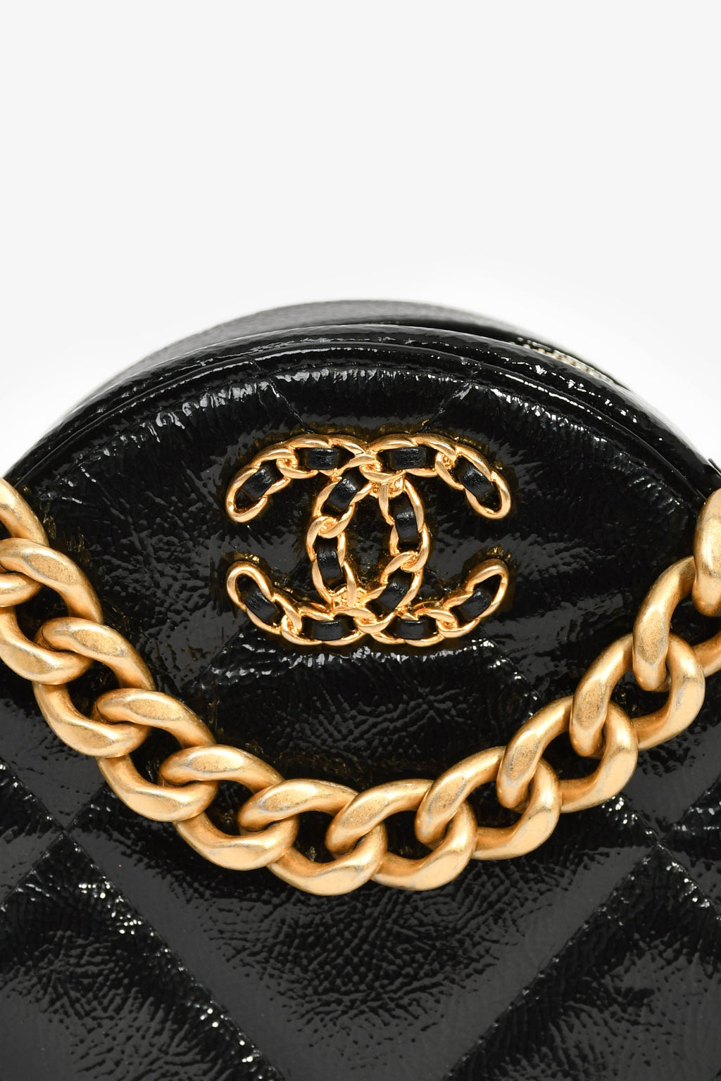 Pre-Loved Chanel™ Black Leather Quilted 19 Round Crossbody Bag