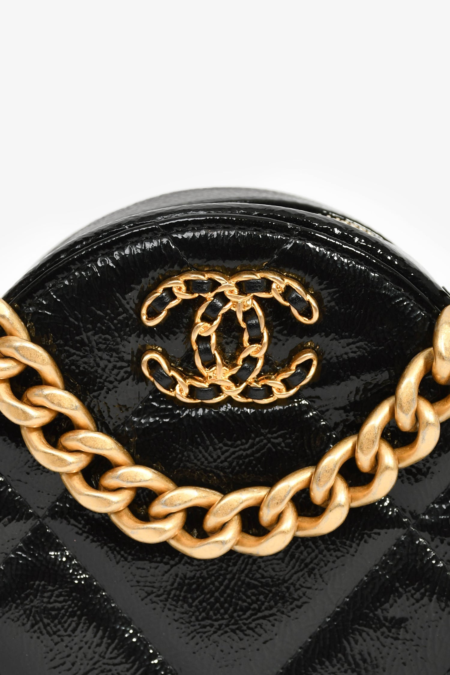 Pre-Loved Chanel™ Black Leather Quilted 19 Round Crossbody Bag