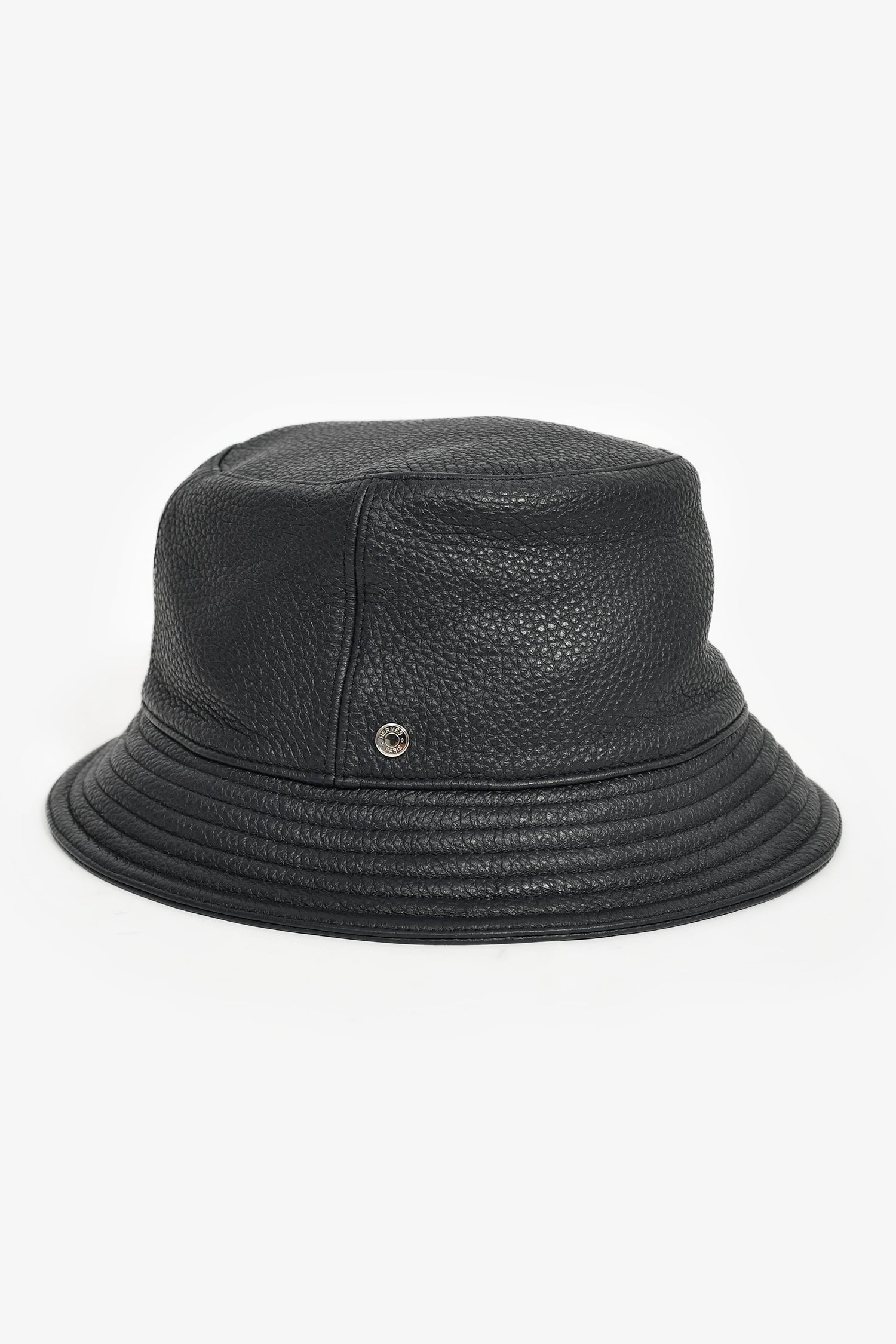 Hermès Navy Leather Bucket Hat