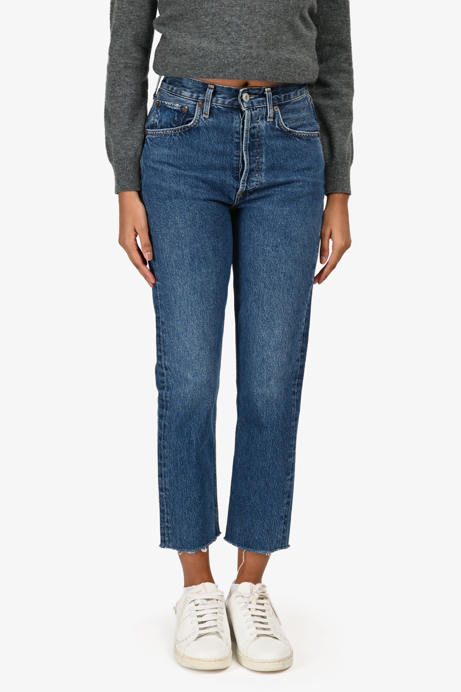 Agolde Blue Denim Straight Leg Jeans Size 24