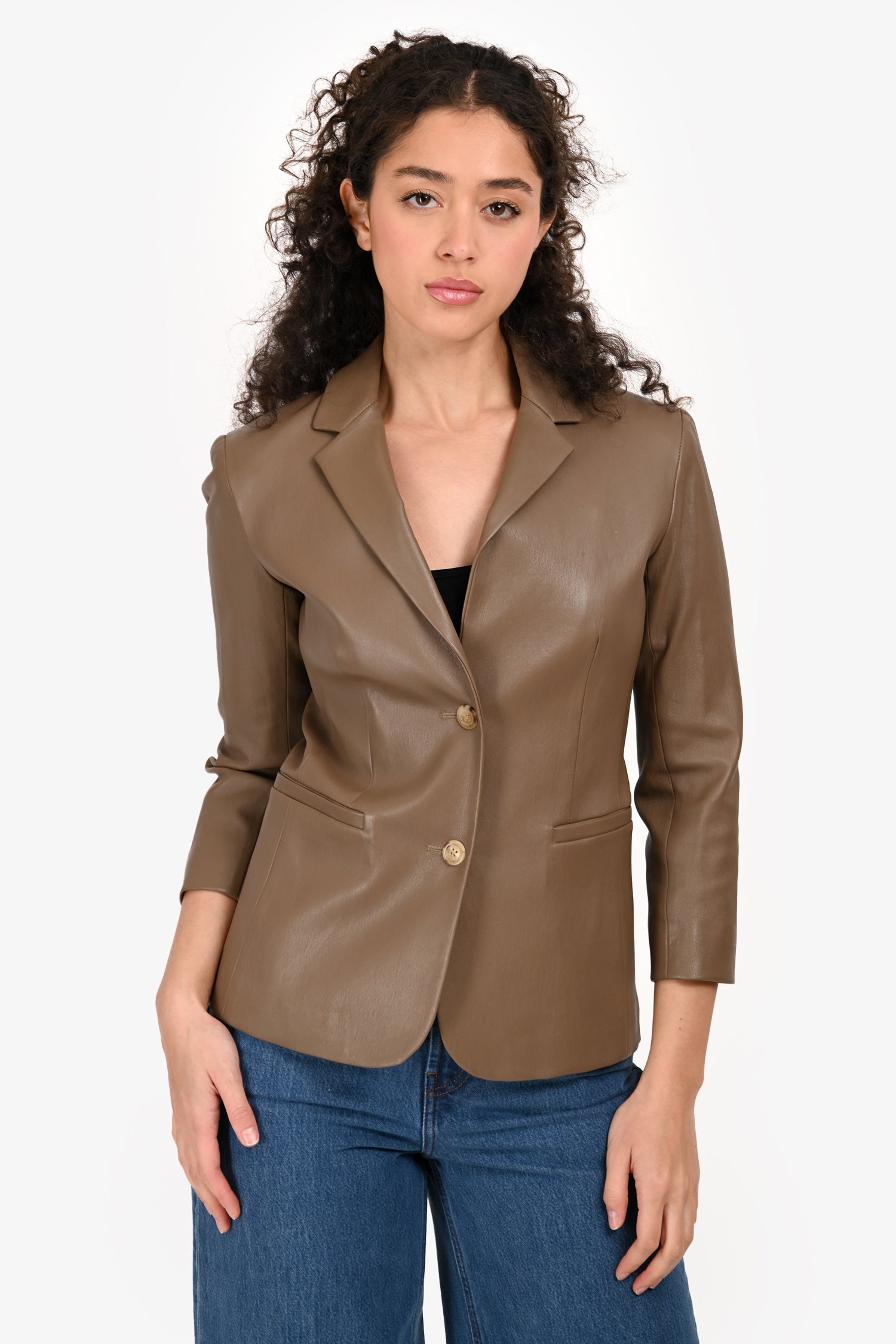 The Row Taupe Lambskin Single Breasted Blazer Size 4