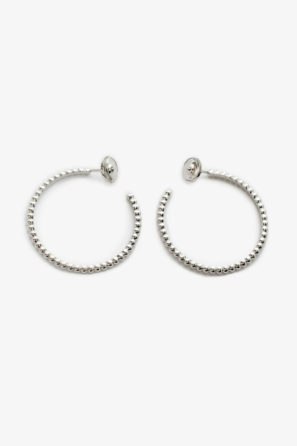 Van Cleef & Arpels 18K White Gold Small Model 'Perlée Pearls' Hoop Earrings