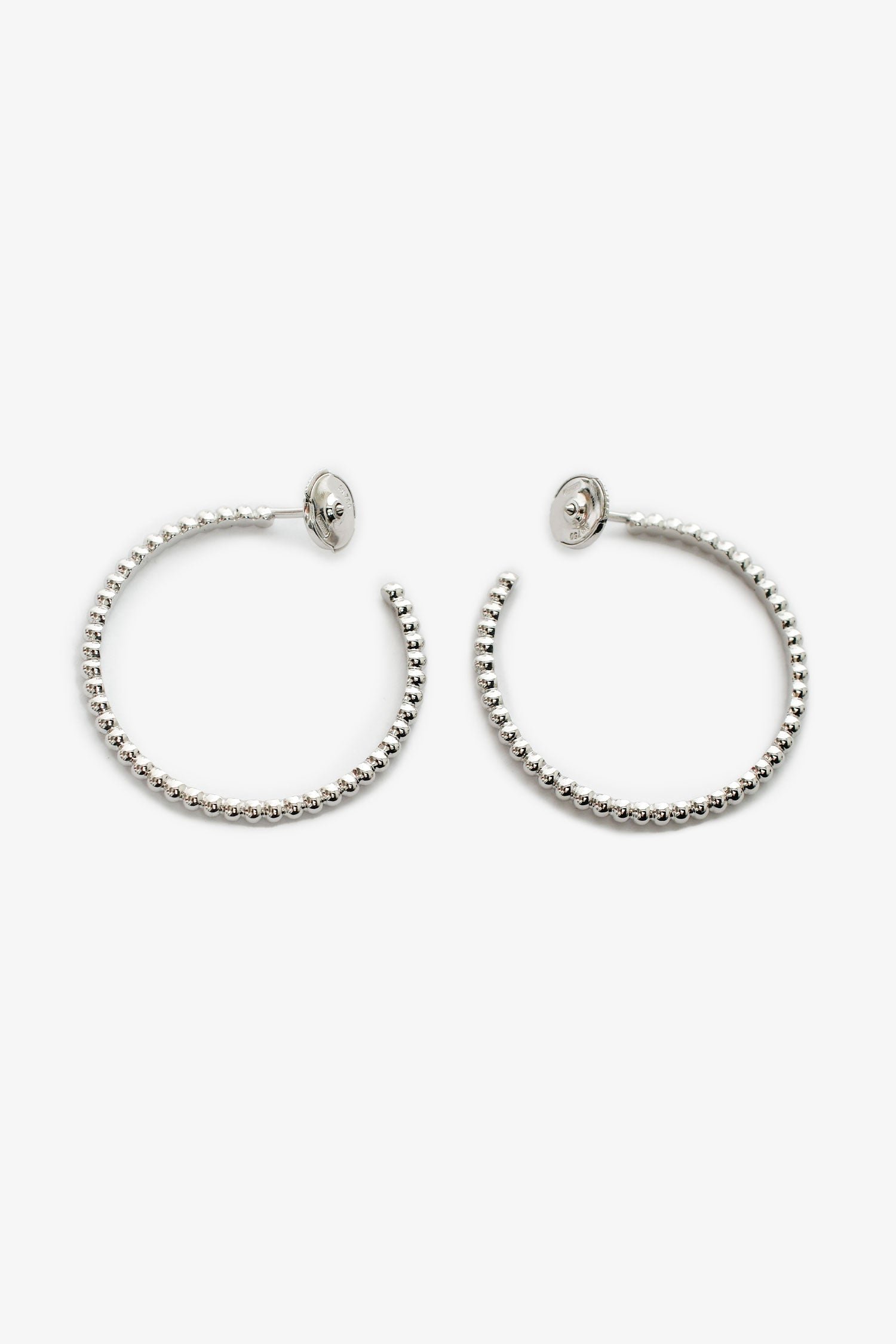 Van Cleef & Arpels 18K White Gold Small Model 'Perlée Pearls' Hoop Earrings