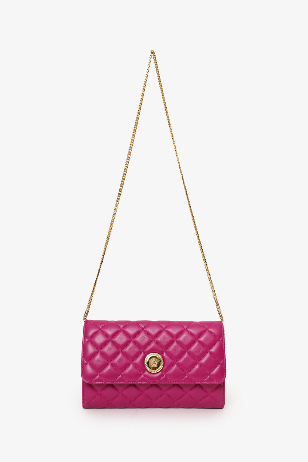 Versace Pink Leather Medusa Wallet On Chain