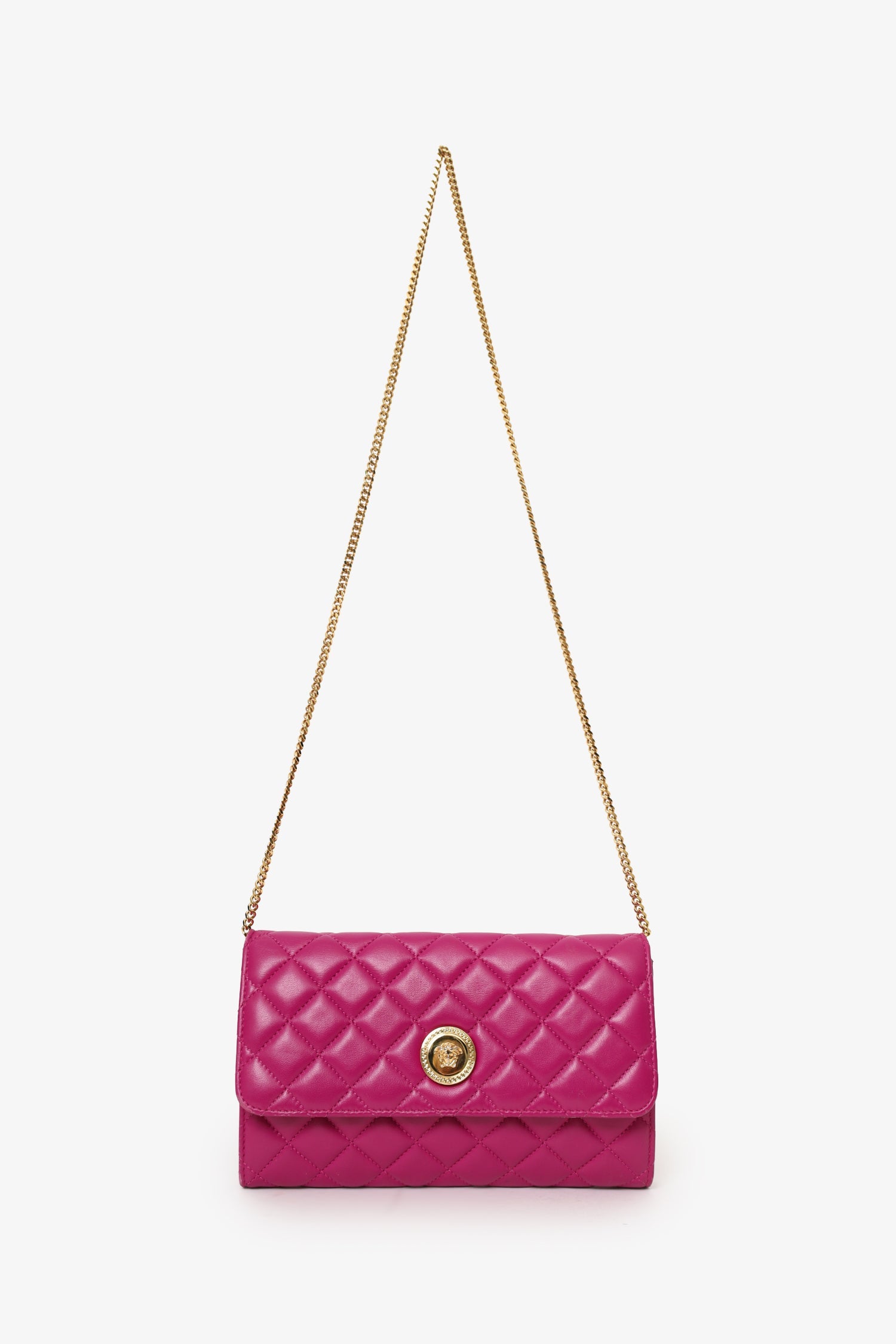 Versace Pink Leather Medusa Wallet On Chain