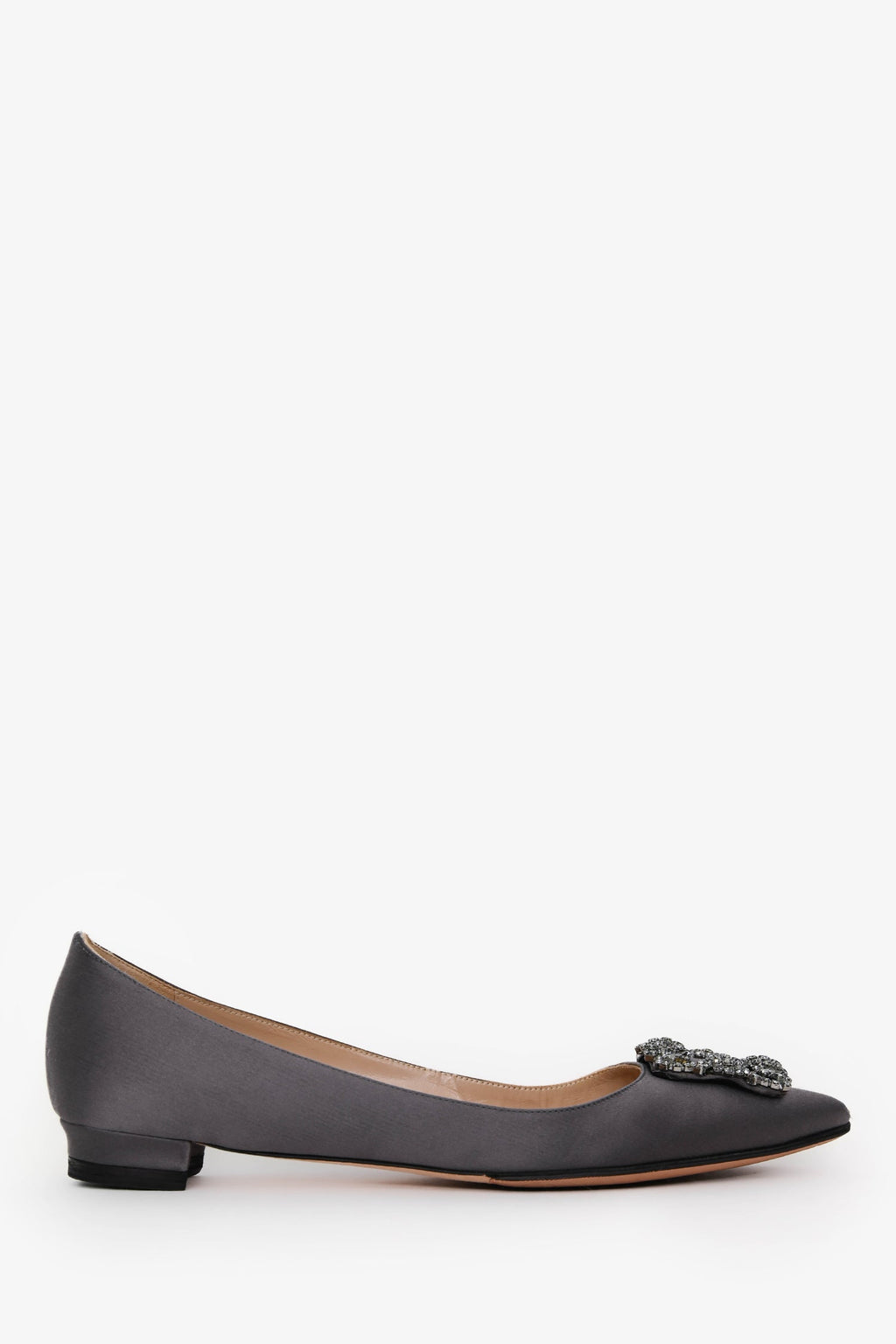 Manolo Blahnik Grey Satin Hangisi Flats Size 40.5