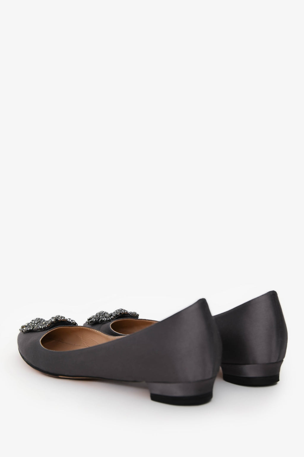 Manolo Blahnik Grey Satin Hangisi Flats Size 40.5