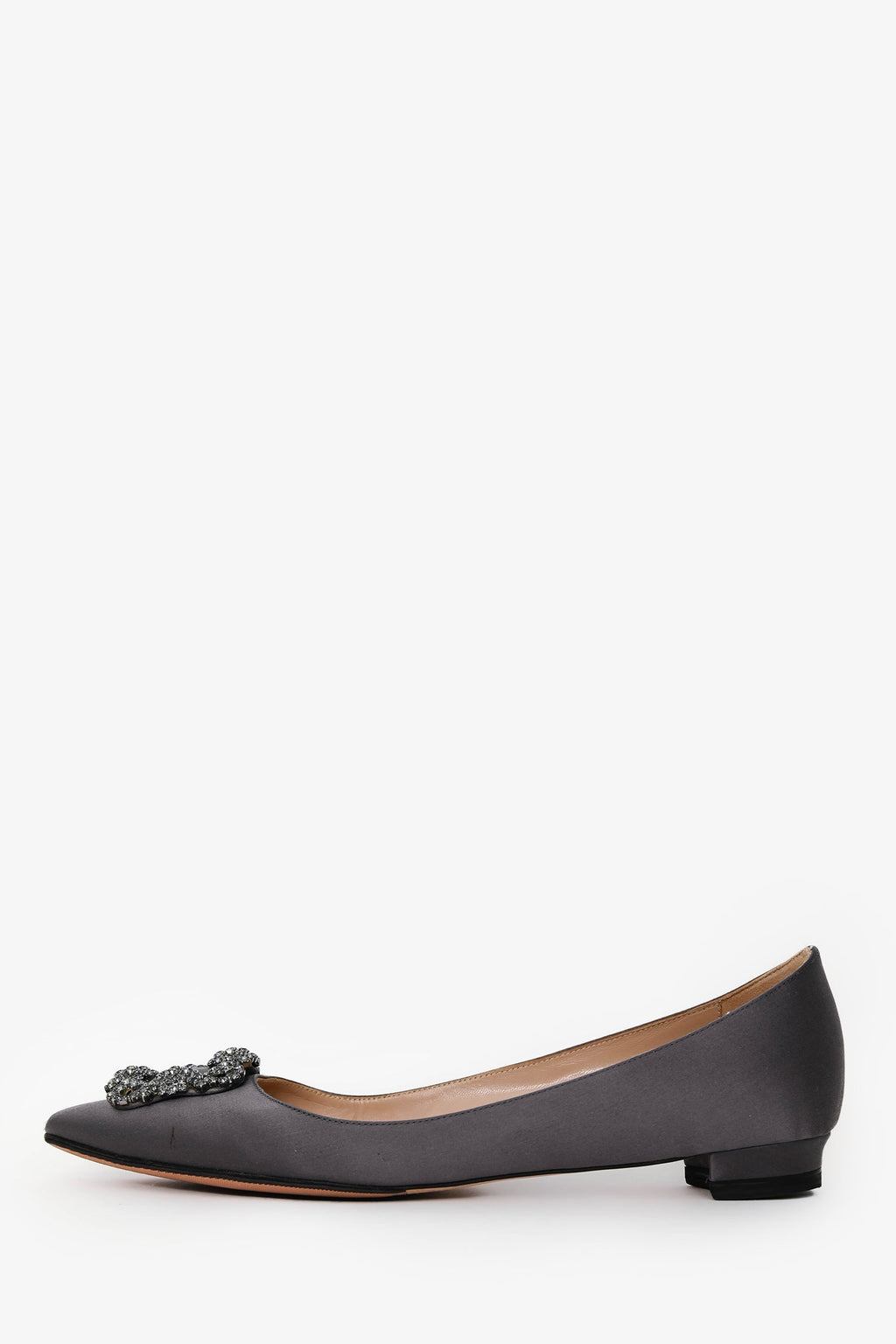 Manolo Blahnik Grey Satin Hangisi Flats Size 40.5