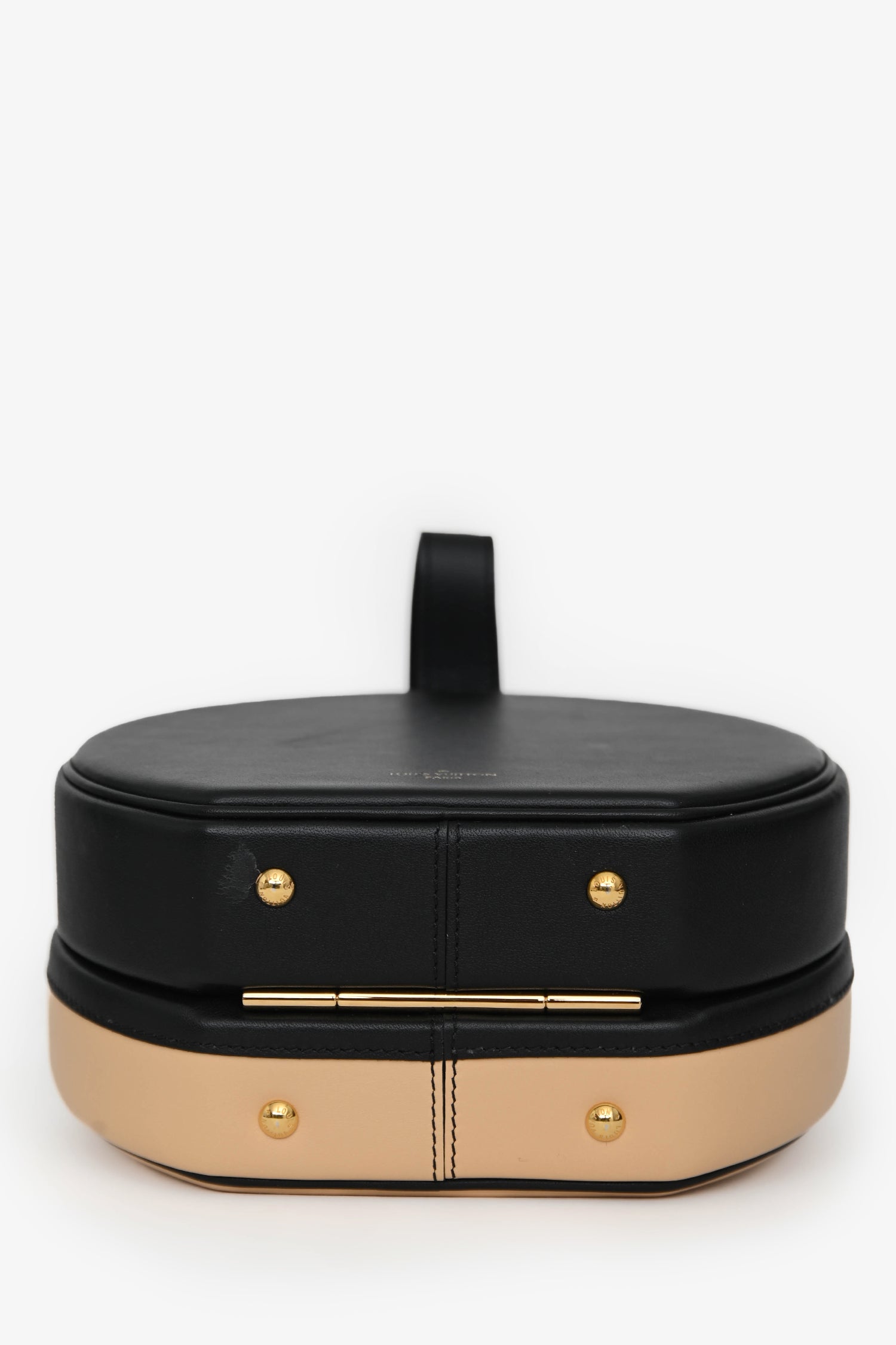 Louis Vuitton 2018 Black/Beige Leather Boite Chapeau Top Handle with Strap